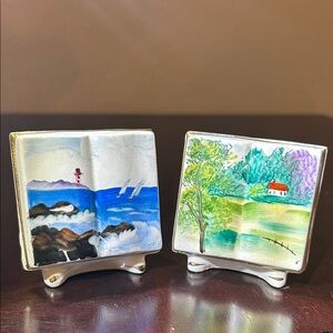 Vintage 40’s RARE set Open Book Hand Painted Ceramic Salt and Pepper Shakers